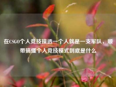 在CSGO个人竞技摸透一个人就是一支军队，顺带搞懂个人竞技模式到底是什么