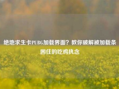 绝地求生卡PUBG加载界面？教你破解被加载条困住的吃鸡执念