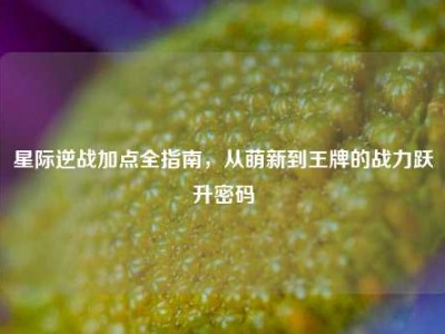 星际逆战加点全指南，从萌新到王牌的战力跃升密码