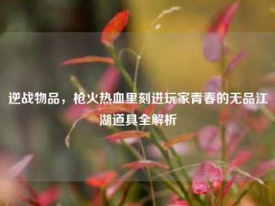 逆战物品，枪火热血里刻进玩家青春的无品江湖道具全解析