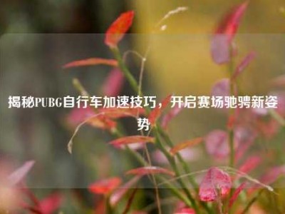 揭秘PUBG自行车加速技巧，开启赛场驰骋新姿势