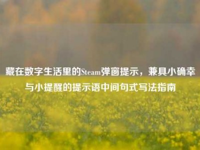 藏在数字生活里的Steam弹窗提示，兼具小确幸与小提醒的提示语中间句式写法指南