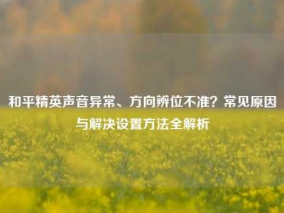 和平精英声音异常、方向辨位不准？常见原因与解决设置方法全解析