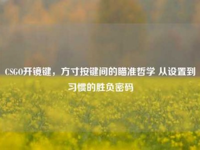 CSGO开镜键，方寸按键间的瞄准哲学 从设置到习惯的胜负密码