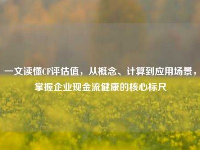 一文读懂CF评估值，从概念、计算到应用场景，掌握企业现金流健康的核心标尺