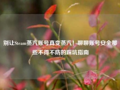 别让Steam蒸汽账号真变蒸汽！聊聊账号安全那些不得不防的踩坑指南