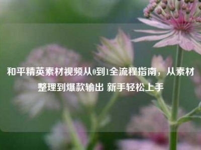 和平精英素材视频从0到1全流程指南，从素材整理到爆款输出 新手轻松上手