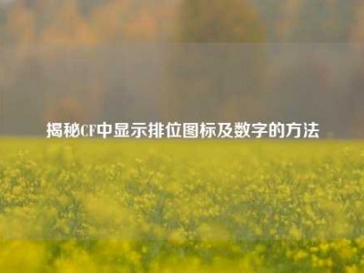 揭秘CF中显示排位图标及数字的方法