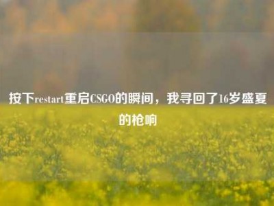 按下restart重启CSGO的瞬间，我寻回了16岁盛夏的枪响