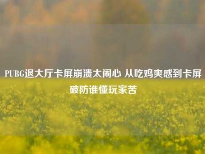 PUBG退大厅卡屏崩溃太闹心 从吃鸡爽感到卡屏破防谁懂玩家苦