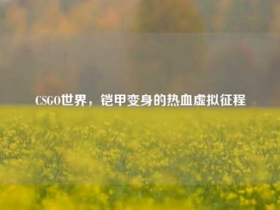 CSGO世界，铠甲变身的热血虚拟征程
