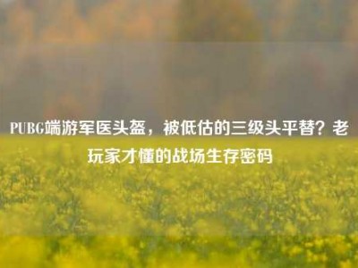 PUBG端游军医头盔，被低估的三级头平替？老玩家才懂的战场生存密码
