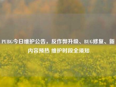 PUBG今日维护公告，反作弊升级、BUG修复、新内容预热 维护时段全须知