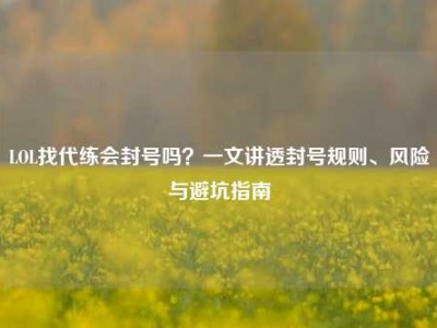 LOL找代练会封号吗？一文讲透封号规则、风险与避坑指南