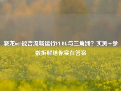 骁龙660能否流畅运行PUBG与三角洲？实测+参数拆解给你实在答案