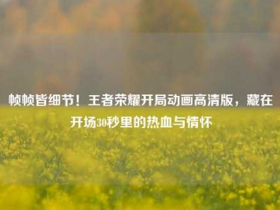 帧帧皆细节！王者荣耀开局动画高清版，藏在开场30秒里的热血与情怀