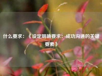 什么要求：《设定明确要求：成功沟通的关键要素》