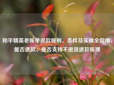 和平精英老账单退款规则、条件及实操全指南，能否退款、是否支持不退货退款梳理