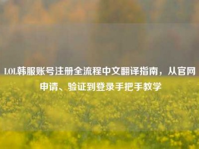LOL韩服账号注册全流程中文翻译指南，从官网申请、验证到登录手把手教学