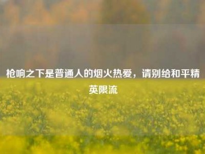 枪响之下是普通人的烟火热爱，请别给和平精英限流