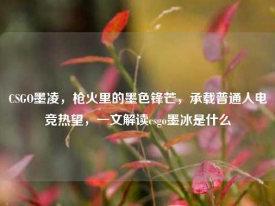 CSGO墨凌，枪火里的墨色锋芒，承载普通人电竞热望，一文解读csgo墨冰是什么
