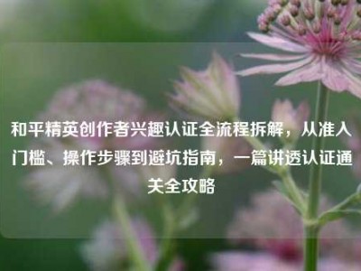和平精英创作者兴趣认证全流程拆解，从准入门槛、操作步骤到避坑指南，一篇讲透认证通关全攻略