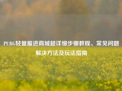 PUBG轻量服进商城超详细步骤教程、常见问题解决方法及玩法指南