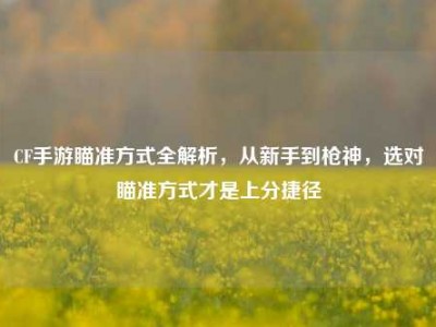 CF手游瞄准方式全解析，从新手到枪神，选对瞄准方式才是上分捷径