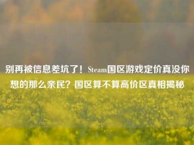 别再被信息差坑了！Steam国区游戏定价真没你想的那么亲民？国区算不算高价区真相揭秘