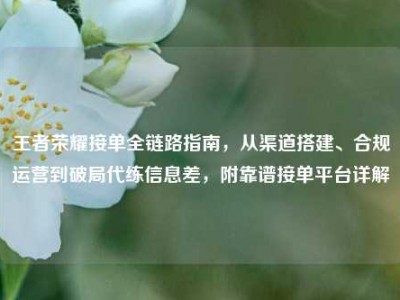 王者荣耀接单全链路指南，从渠道搭建、合规运营到破局代练信息差，附靠谱接单平台详解