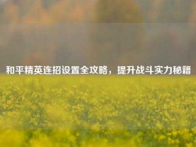 和平精英连招设置全攻略，提升战斗实力秘籍