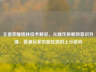 王者荣耀格林技术解说，从操作拆解到意识升维，普通玩家也能吃透的上分密码