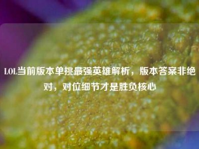 LOL当前版本单挑最强英雄解析，版本答案非绝对，对位细节才是胜负核心