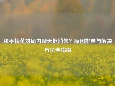 和平精英对局内聊天框消失？原因排查与解决方法全指南