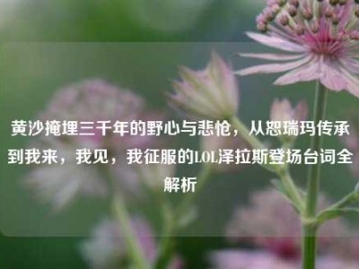 黄沙掩埋三千年的野心与悲怆，从恕瑞玛传承到我来，我见，我征服的LOL泽拉斯登场台词全解析