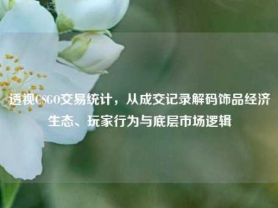 透视CSGO交易统计，从成交记录解码饰品经济生态、玩家行为与底层市场逻辑