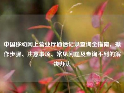 中国移动网上营业厅通话记录查询全指南，操作步骤、注意事项、常见问题及查询不到的解决办法