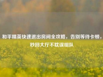 和平精英快速退出房间全攻略，告别等待卡顿，秒回大厅不耽误组队