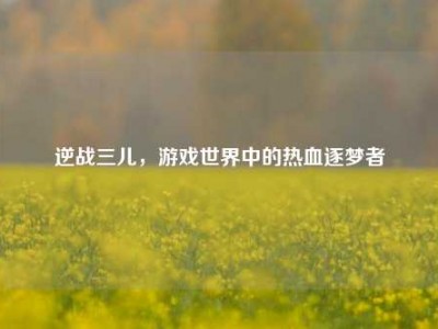逆战三儿，游戏世界中的热血逐梦者