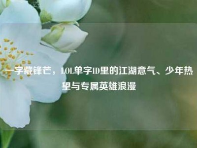 一字藏锋芒，LOL单字ID里的江湖意气、少年热望与专属英雄浪漫