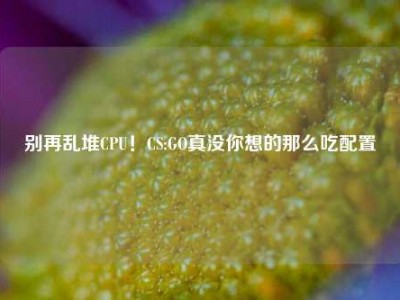 别再乱堆CPU！CS:GO真没你想的那么吃配置