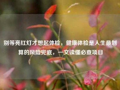 别等亮红灯才想起体检，健康体检是人生最划算的风险兜底，一文读懂必查项目