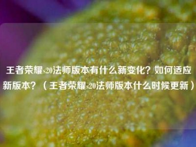王者荣耀s20法师版本有什么新变化？如何适应新版本？（王者荣耀s20法师版本什么时候更新）