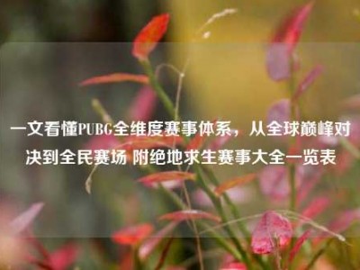 一文看懂PUBG全维度赛事体系，从全球巅峰对决到全民赛场 附绝地求生赛事大全一览表