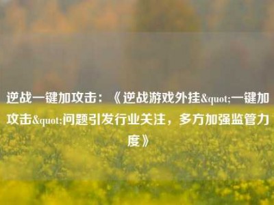 逆战一键加攻击：《逆战游戏外挂"一键加攻击"问题引发行业关注，多方加强监管力度》