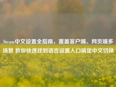 Steam中文设置全指南，覆盖客户端、网页端多场景 教你快速找到语言设置入口搞定中文切换