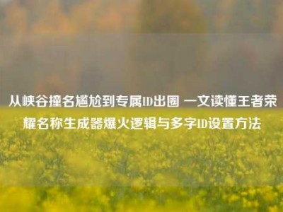 从峡谷撞名尴尬到专属ID出圈 一文读懂王者荣耀名称生成器爆火逻辑与多字ID设置方法