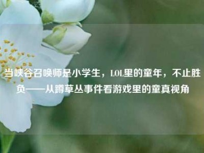 当峡谷召唤师是小学生，LOL里的童年，不止胜负——从蹲草丛事件看游戏里的童真视角