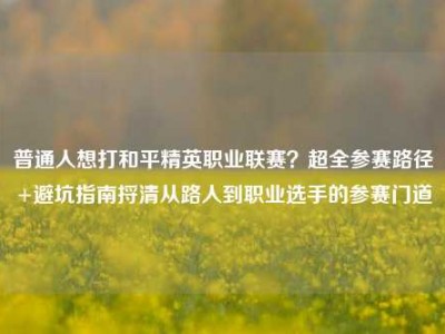 普通人想打和平精英职业联赛？超全参赛路径+避坑指南捋清从路人到职业选手的参赛门道
