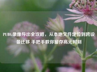 PUBG录像导出全攻略，从本地文件定位到跨设备迁移 手把手教你留存高光时刻